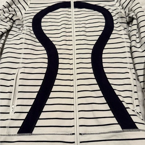 lululemon athletica Navy and White Striped Zip-Up Hoodie - Picture 2 of 4